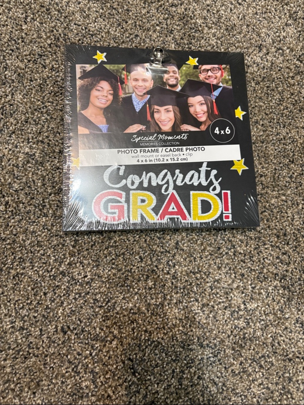 Special Moments Black Congrats Grad Photo Frame with Red and Yellow Accents
